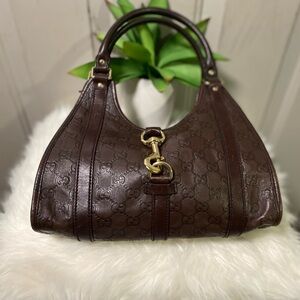 Pre-Owned Gucci Leather Monogram Hobo Bag